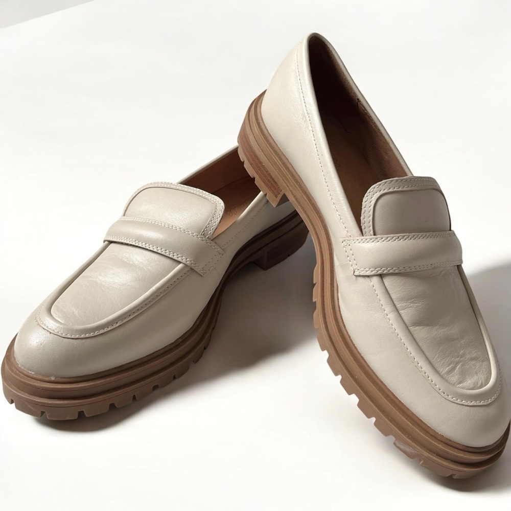 Madewell Cream Leather Lug Sole Loafers